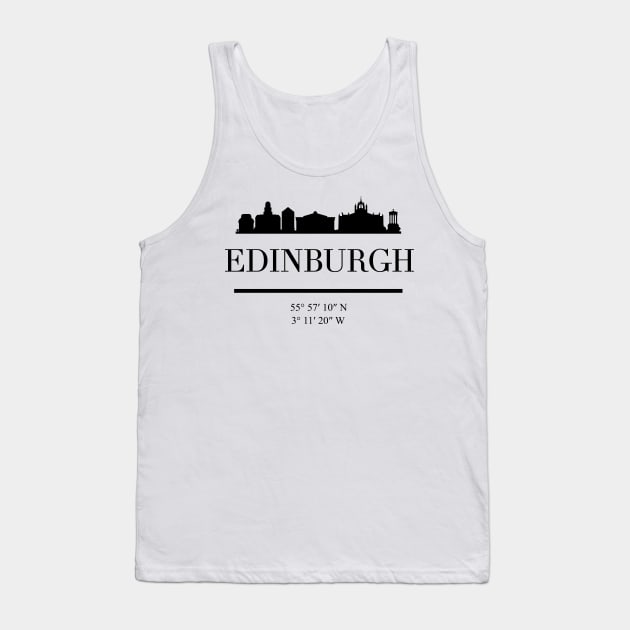 EDINBURGH SCOTLAND BLACK SILHOUETTE SKYLINE ART Tank Top by deificusArt